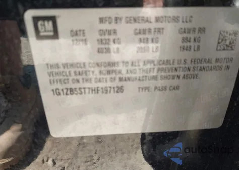 2017 Chevrolet Malibu Ls from USA, damaged, VIN 1G1ZB5ST7HF197126